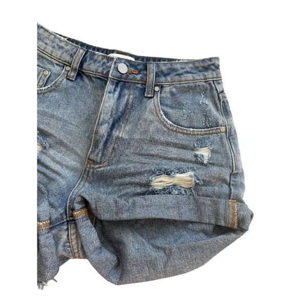 MUSTARD SEED Cuffed Distressed Denim Shorts Size Small - Picture 5 of 6